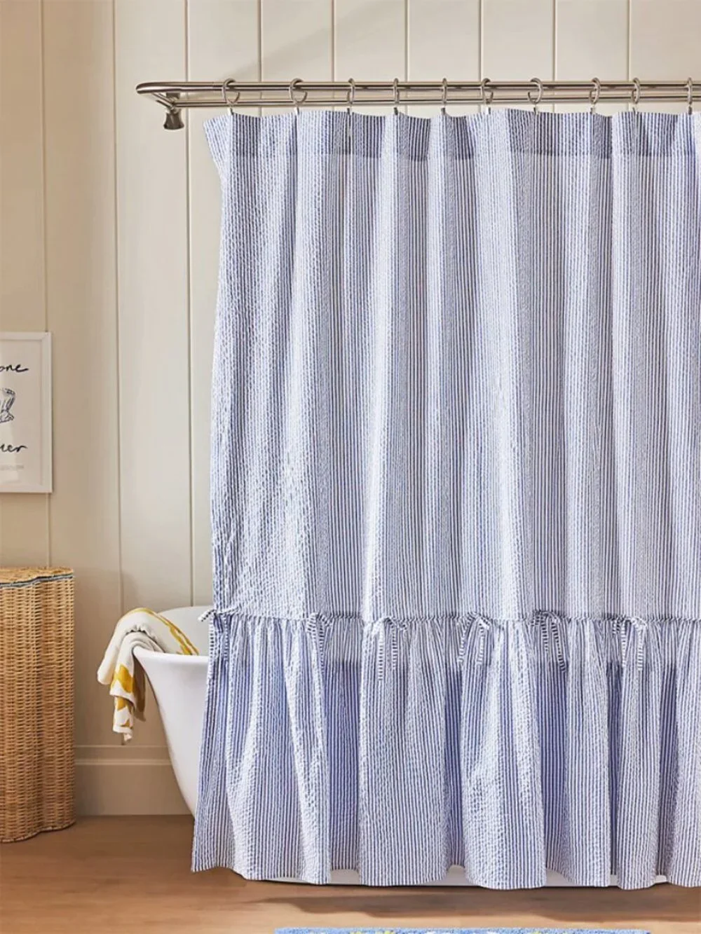 Anthropologie Cotton Seersucker Shower Curtain - Like NEW!